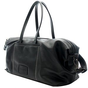GIORGIO ARMANI BLACK LEATHER DUFFLE BAG LUGGAGE